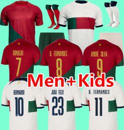 22 23 Portuguesa voetbalshirts JOAO FELIX RUBEN NEVES BRUNO FERNANDES Portugieser 2022 Portugees voetbalshirt R.SANCHEZ RONALDO JOAO CANCELO Heren Kids kit