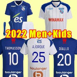 22 23 RC Strasbourg Alsace Soccer Jerseys Maillot de Foot Home Blue 2022 2023 Aholou Thomasson Lienard Diallo Djiku Ajorque Gameiro Football Shirts à la maison