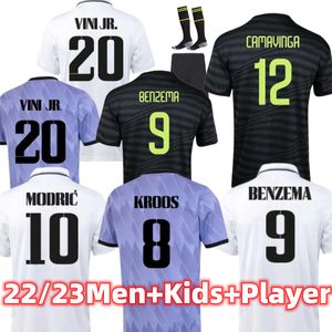 22 23 Camisetas de fútbol Fans Player Versión 3er Benzema Real Madrid 2022 2023 Finales Campeones 14 Kit RODRGO camiseta VINI JR TCHOUAMENI CAMAVINGA Camiseta de fútbol para niños