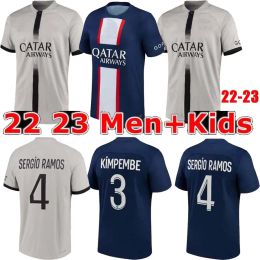 22 23 voetbalshirts Maillots voetbalshirt PLAYER 30 10 MBAPPE 7 HAKIMI SERGIO RAMOS WIJNALDUM 2022 2023 heren tenue sets uniform enfants maillot de foot