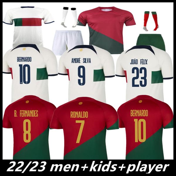 22/23 maillots de football portugais Bruno FERNANDES DIOGO J. DANILO Portuguesa 2022 Joao Felix Maillot de football BERNARDO Portugieser Hommes Femmes Enfants Kit uniformes chaussettes