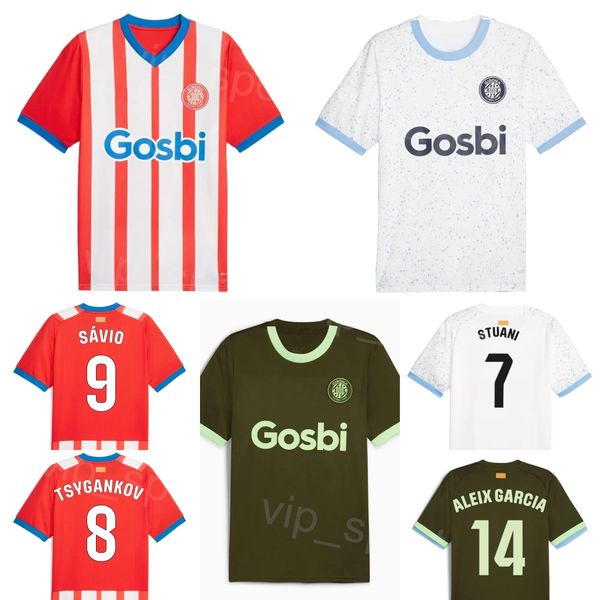 Maillot de football de Gérone 23-24 Club 21 HERRERA 9 DOVBYK 14 GARCIA 5 LOPEZ 16 SAVIO 7 STUANI 8 TSYGANKOV 23 MARTIN 20 COUTO 25 GARCIA BLIND Kits de chemise de football rouge blanc vert