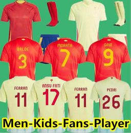 2024 Spanje voetbalshirts 24 25 PEDRI Espana MORATA FERRAN KOKE GAVI LAMINE YAMAL fans Speler voetbalshirts LLORENTE ANSU FATI CARVAJAL OLMO heren kindertenues