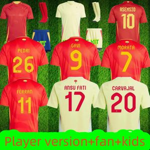 2024 Spaanse Jersey voetbaljersey National Team Uniform 2425 Ferran Canales Ansu Fati Koke Asnsio Asla Pedri Morata Morata Morata Kit Heren voetbalkhirt