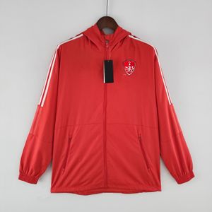 22-23 Stade Brestois 29 Veste pour hommes Sport de loisirs Coupe-vent Maillots Fermeture éclair complète Coupe-vent à capuche Manteau de mode pour hommes Logo personnalisé