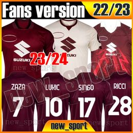 23 24 Torino FC Maillots de football en édition limitée 2023 2024 Spécial domicile extérieur ZAZA RICCI ZIMA T. SANABRIA LUKIC PELLEGRI SINGO SECK nouveau sport Hommes S-XXL Maillots de football