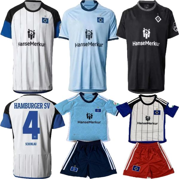 23 24 Hamburguesa SV Vagnoman Leibold Mens Soccer Jerseys 2024 Bilbija Kittel Benes Glatzel Konigsdorffer Home Away Fútbol Camisa de fútbol Kit para niños Uniformes