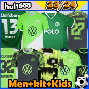 23/24 VfL Wolfsburg Weghorst Soccer Jerseys Retro 2008-09 Accueil Ginczek Steffen 2023 2024 Mbabu Brooks Arnold Weghorst Uniforme Home Kit Chemises de football Thai