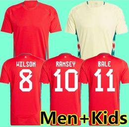 2024 Wales Voetbalshirt WILSON RAMSEY BALE Euro Cup Nieuw 2025 Nationaal Team 24 25 Voetbalshirt Heren Kindertenue Volledige set Geel Herenuniform BROOKS JOHNSON