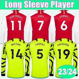 2023 24 White Saka Player Soccer Jerseys G. Jesus Tierney Gabriel Odegaard Smith Rowe Martinelli Home Away Football Shirt Uniformes à manches courtes