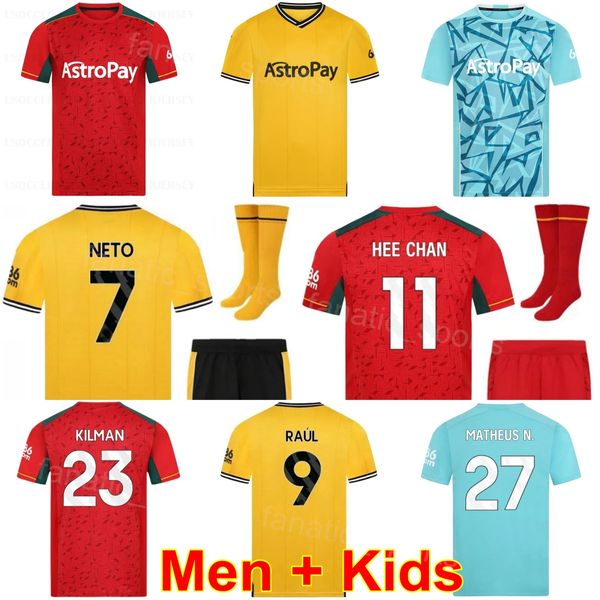 Equipo 23 KILMAN Soccer Jersey Club 22 SEMEDO 5 LEMINA 15 DAWSON 8 GOMES 3 AIT-NOURI 11 HEE-CHAN 7 NETO 12 CUNHA Kits de camiseta de fútbol Hombre Niños 23 2024 para fanáticos del deporte LangDui