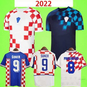 22 23 Wereldbeker Kroatische voetbaltrui Modric Rakitic Kovacic Suker Retro 1998 2002 Voetbalshirt Men Kids Kit Kovac Nationaal team