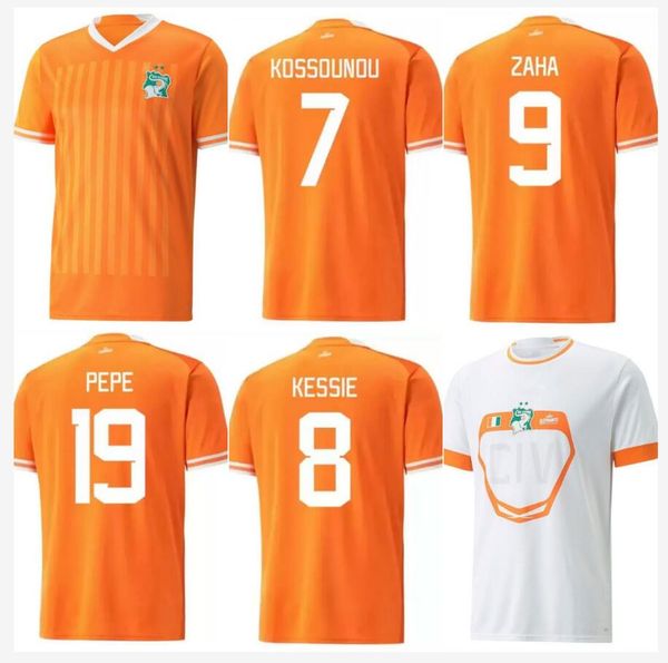 22 24 Côte d'Ivoire Équipe nationale de football Jerseys Kit enfants Côte d'Ivoire DROGBA KESSIE ZAHA CORNET Maillot de pied Hommes Chemise de football Uniformes