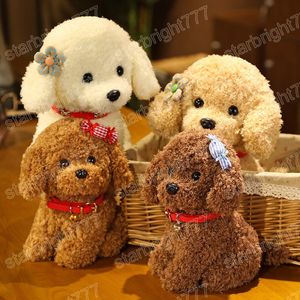 Peluche chien en peluche, 22-25CM, Simulation d'animal, chien blanc et marron, poupée de dessin animé, animaux en peluche doux, cadeau pour enfant