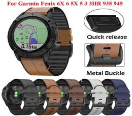 22 26 mm Quickfit Watch Strap pour Garmin Fenix 6 6x Pro 5x 5 Plus 3HR 935 945 S60 GOLINE Cuir Band Silicone Watch Wristband H098270829
