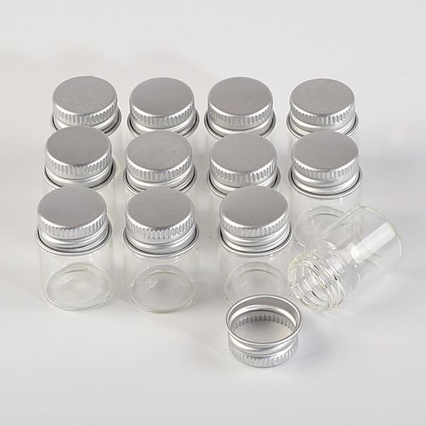 22 * 30 * 13 mm 5 ml Mini botellas de vidrio con tapa de aluminio Vacío Pequeña botella de deseos Frascos de vidrio Frascos 100pcslot