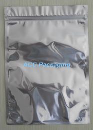 22x31 cm (8,7 * 12,2 ") Feuille d'aluminium argentée / Fermeture à glissière refermable transparente en plastique Emballage de vente au détail Sac Sac à fermeture éclair Emballage de vente au détail