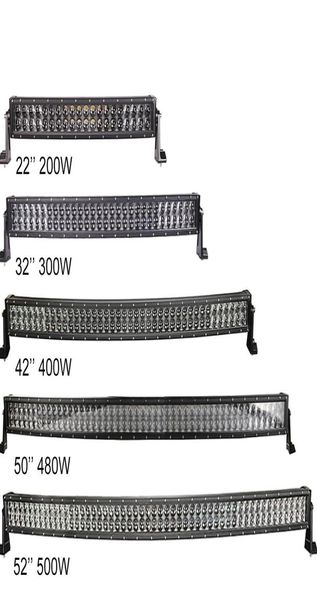 22 32 42 50 52 pouces Combo 4D barres lumineuses Led pour camions remorque IP67 12V voiture double rangée incurvée barre lumineuse de travail Led 200W 300W 400W 480W 4883313