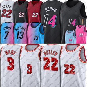 22 7 Jimmy Butler Kyle Lowry Jersey Basketball Dwyane Wade Bam Adebayo Tyler Herro Dwayne Chemises Maillots Robinson 2023 City 75e anniversaire Mashup Uniforme xc41b