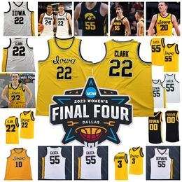 22 Caitlin Clark Custom Iowa Hawkeyes Basketball Jersey Joe Toussaint Ryan Kriener Jack Nonge Tony Perkins Keegan Kris Murray Oele Final Four 4