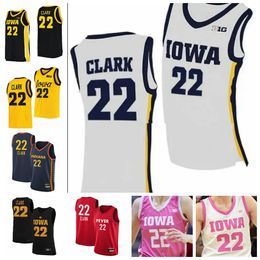 22 Caitlin Clark Jersey Iowa Hawkeyes Men Women Juvenil College Baloncesto Jerseys Blanco blanco amarillo