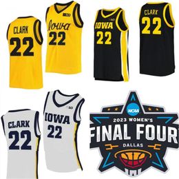 22 Caitlin Clark Jersey Iowa Hawkeyes Dames College Basketball Jerseys Heren Kinderen Dames Zwart Wit Geel Op maat Elke naam Bericht Ons allemaal gestikt