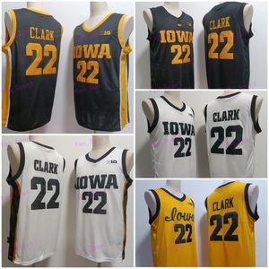 22 Caitlin Clark Jersey Iowa Hawkeyes Dames College Basketball Jerseys Heren Kinderen Dames Zwart Wit Geel