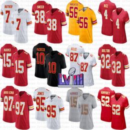 15 Patrick Mahomes aangepaste voetbaltrui Travis Kelce Chris Jones Isiah Pacheco Nick Bolton Harrison Butker Creed Humphrey Rashee Rice