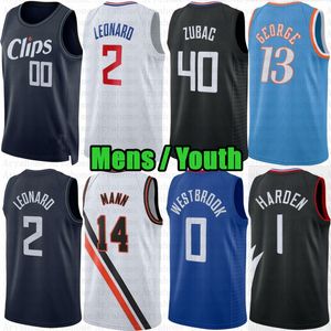 Jersey de baloncesto juvenil personalizado para hombre Kawhi 2 Paul George Leonard Clipper James Harden Russell Westbrook Terance Mann Ivica Zubac Norman Powell City Nah'Shon Hyland