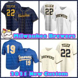 22 Christian Yelich 16 Kolten Wong Baseball Milwaukee''B rewers''Jersey 7 Jonathan Davis 11 Rowdy Tellez 8 Ryan Braun 19 Robin Yount Hunter