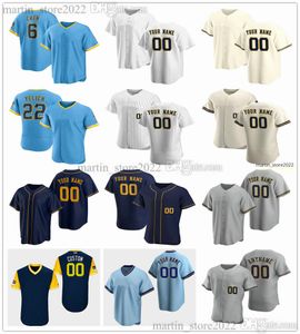 22 Christian Yelich Baseball Jerseys 0 Brice Turang 27 Willy Adames 24 William Contreras 28 Joey Wiemer 2 Luis Urias 19 Robin Yount 8 Ryan Braun 6 Lorenzo Cain Size S-6XL