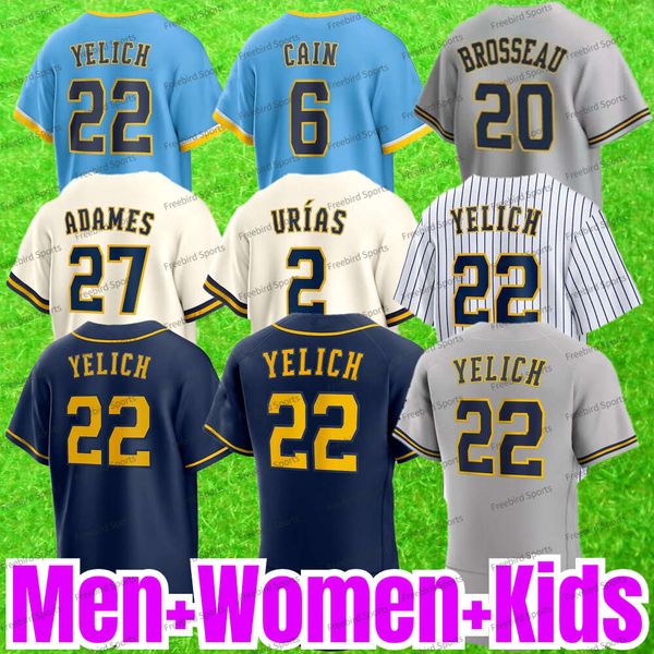 22 Christian Yelich Jersey 27 Willy Adames Béisbol Luis Urías Keston Hiura Craig Counsell 10 Sal Frelick Joey Wiemer 11 Rowdy Tellez 5 Garrett Mitchell 0 Brice Turang