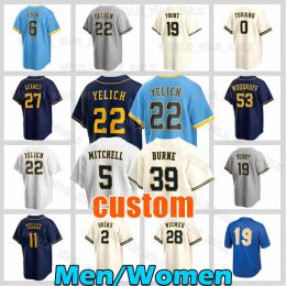 22 Christian Yelich Jersey 5 Garrett Mitchell Honkbal Joey Wiemer Brice Turang Willy Adames Robin Yount Jesse Winker Corbin Burnes Rowdy Tellez