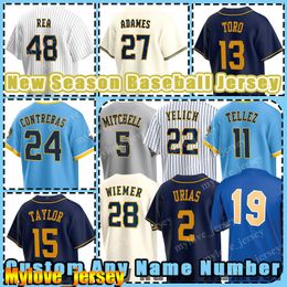 22 Christian Yelich Robin Yount Jersey Baseball Brewers Lorenzo Cain Devin Williams Willy Adames Jesse Winker Joey Wiemer Brice Turang Donaldson Burnes Javy Guerra