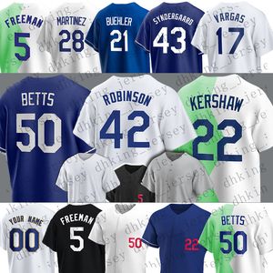 22 maillots de baseball Clayton Kershaw Dodger Mookie Betts Freddie Freeman Martinez Miguel Vargas Noah Syndergaard Julio Urias Chris Taylor james Outman