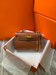 22 cm mini -pouchette schoudertas ontwerper luxe klep eerste generatie echte lederen tassen hoogwaardige mode handtas dames dame tas