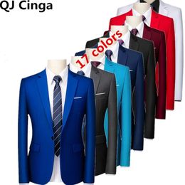 22 Kleur Formeel Jasje Heren Enkele Knop V-hals Jurk Jas Zwart Blauw Rood Mannen Slanke Blazer Lente Herfst Terno masculino 240304