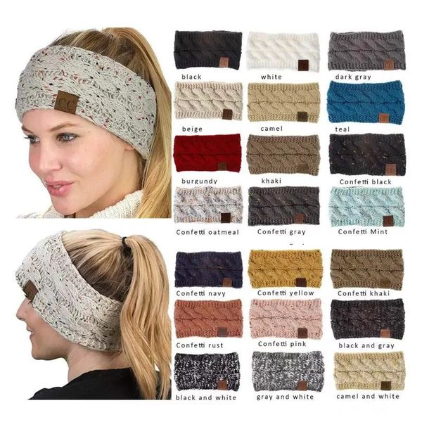 22 couleurs CC tricoté bandeau de cheveux bandeau femmes Sports d'hiver Crochet bandeau bandeau Turban bandeau oreille plus chaud bonnet bonnet bandeaux