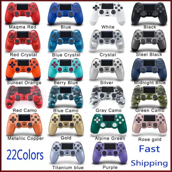 22 couleurs PS4 Gamepad de contrôleur Bluetooth sans fil PS4 pour le jeu de joystick avec les accessoires de console de boîte de détail américains / eu sans logo