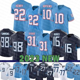 22 Derrick Henry voetbalshirts Tennessees Titanes Earl Campbell DeAndre Hopkins Jeffery Simmons Kevin Byard Treylon Burks Steve McNair Ryan Tannehill