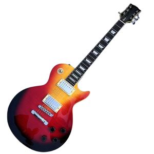 22 trastes KSG negro rojo y amarillo ráfaga LPS guitarra eléctrica estándar con diapasón de ébano