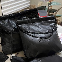 22 Garbage Bag Designer Dames Schoudertas Cowhide Diamant Diamant Classic Black Hardware Metal Buckle Luxe Tote Coin Matelasse Chain Crossbody Bower Bhanding Bags 32/36 cm