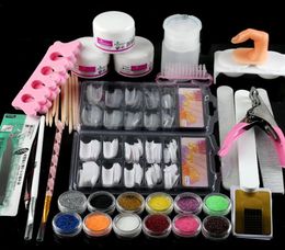 22 en 1 Manicura DIY Kit de arranque básico Color Glitter Acrílico Polvo Pen Pen Pen para practicar 3D Falso Nail Set5792814