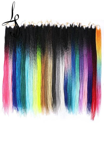 22 pouces Noir Gris Bleu Violet Rose Cheveux Sénégalais Crochet tresses 20 StrandsPack Ombre Tressage Extensions de Cheveux BS232896824
