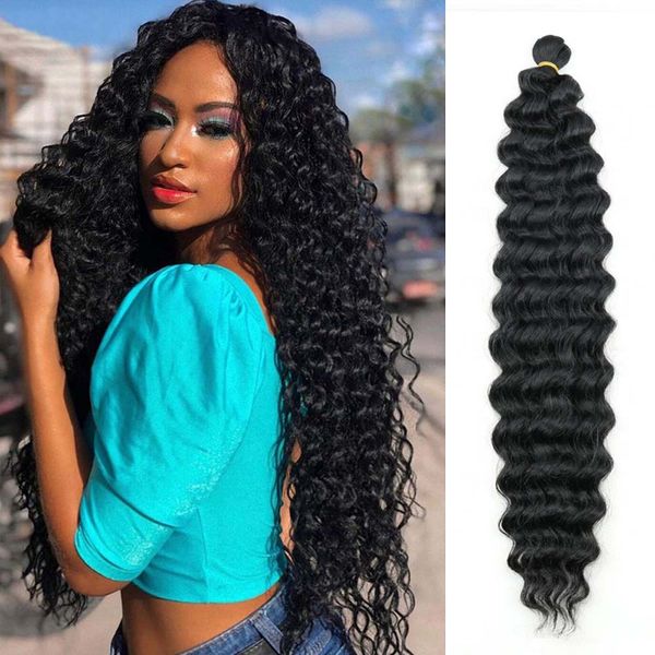 22 Pulgadas Deep Twist Crochet Cabello Ondulado Natural Trenzas Sintéticas Cabello Ombre Deep Wave Crochet Trenzado Extensiones de Cabello Sintético