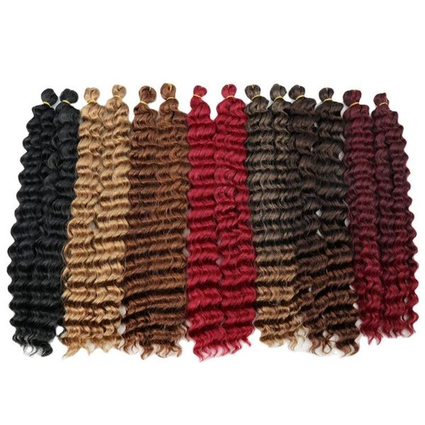 Cheveux de tressage de vague profonde de 22 pouces 85g cheveux de tresses de crochet de vague profonde pré bouclés synthétiques en gros