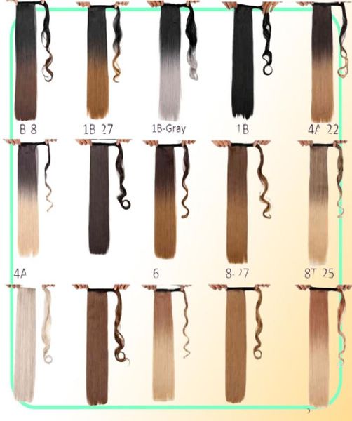 22 pulgadas Falsas Ponytail Clip en el cabello Long Synthetic Falso Curly Pony Tail Extensión de cabello Pony Fasted Queendom6271020