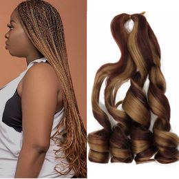 Cheveux tressés bouclés français 22 pouces Vague Lâche Tressage Cheveux Crochet Tresses Extensions de Cheveux Synthétiques Pré-étirés Bouncy Braid Cheveux LS04