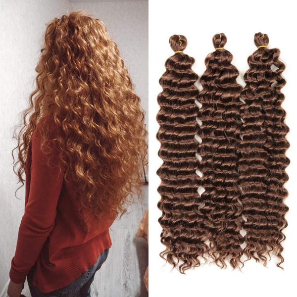 22 pulgadas ola de mar pelo de ganchillo onda profunda pelo trenzado torcido ondulación profunda trenzas sintéticas de ganchillo extensión de cabello