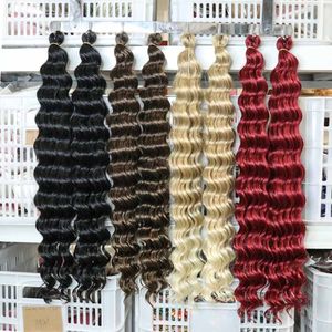 22 pouces Ombre Blonde Cheveux Synthétiques Kanekalon Fibre Lâche Brésilienne Profonde Twist Vague Crochet Tressage Cheveux